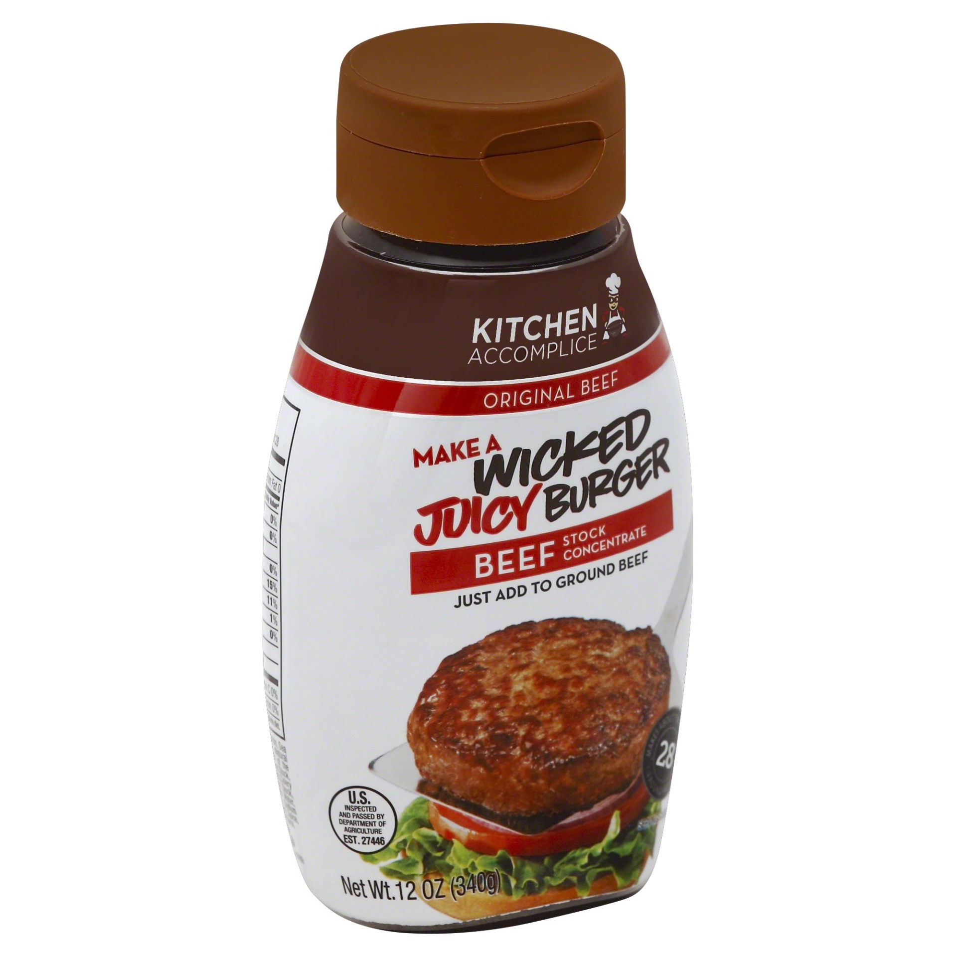 slide 1 of 2, Kitchen Accomplice Wicked Juicy Burger Original Beef Stock Concentrate, 12 oz