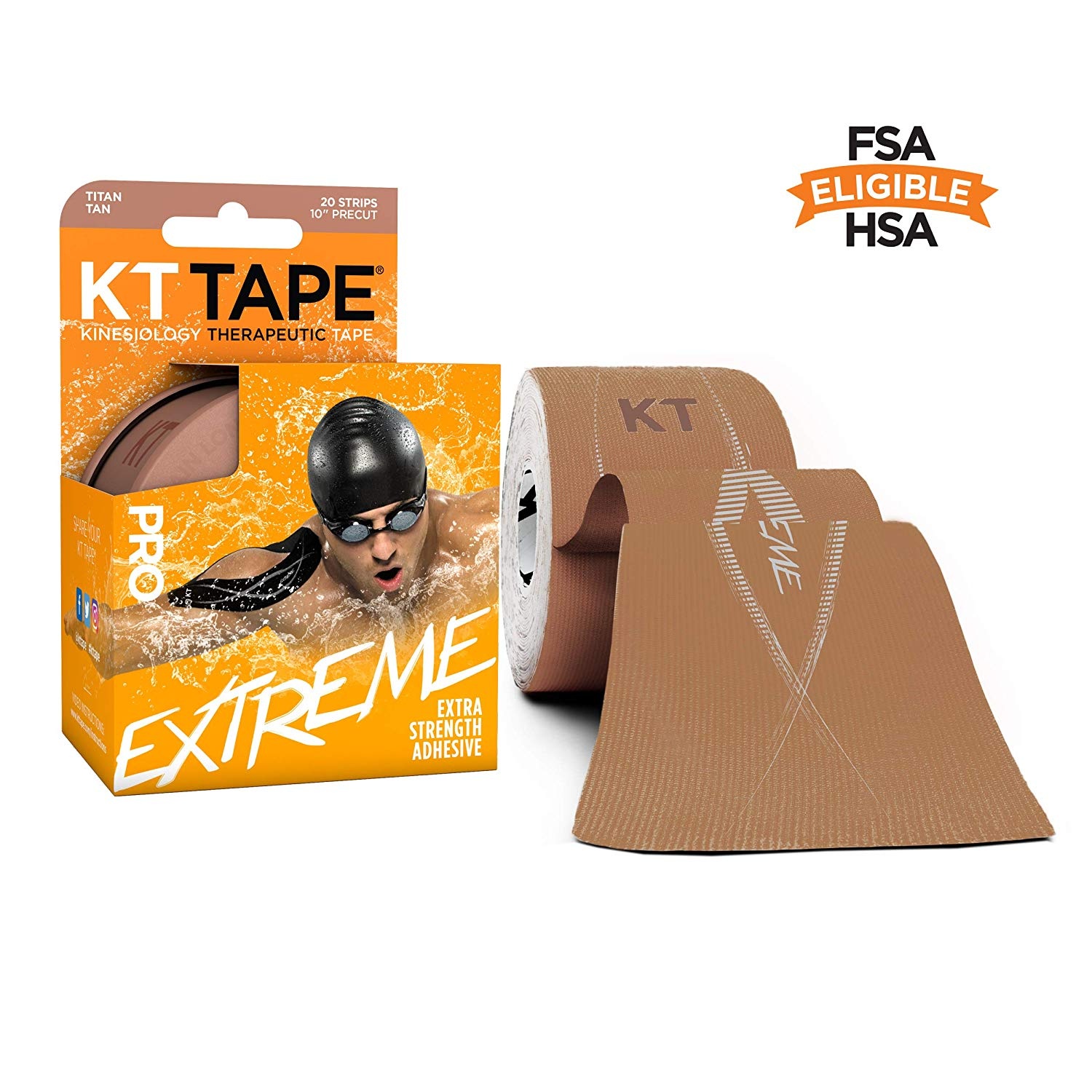 slide 1 of 1, KT Tape Kinesiology Therapeutic Tape Pre-Cut Strips, Pro Extreme , Tan, 20 ct; 10 in