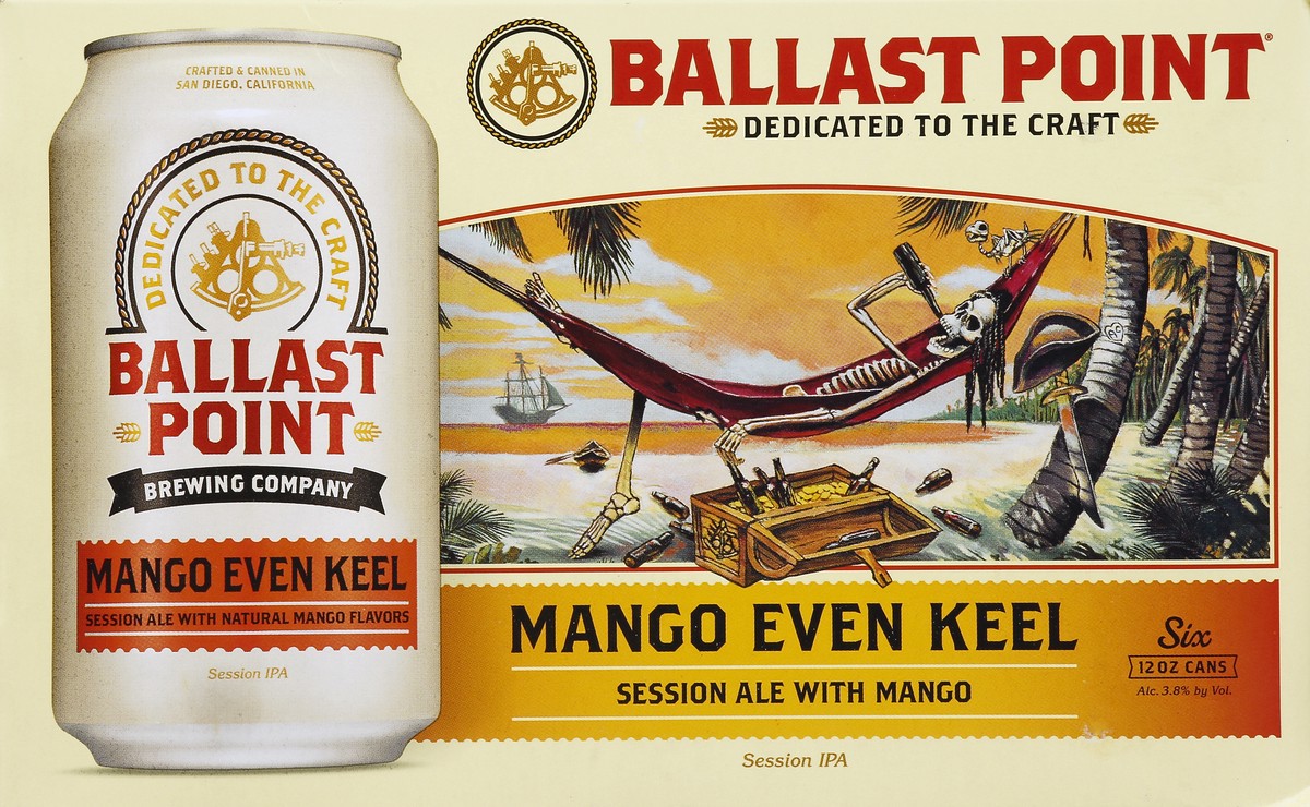 slide 2 of 6, Ballast Point Mango Even Keel Craft Beer, 6 ct; 12 oz