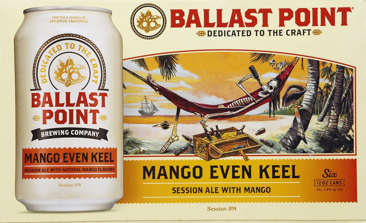 slide 5 of 6, Ballast Point Mango Even Keel Craft Beer, 6 ct; 12 oz