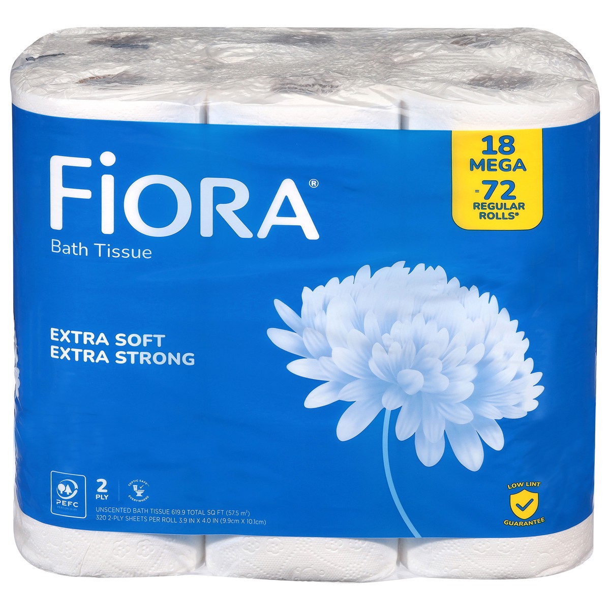 slide 3 of 4, Fiora 2-Ply Extra Soft Extra Strong Unscented Mega Rolls Bath Tissue 18 Each, 18 ct