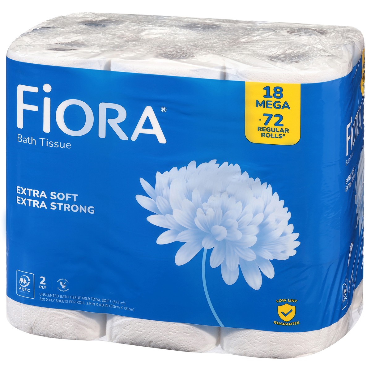 slide 2 of 4, Fiora 2-Ply Extra Soft Extra Strong Unscented Mega Rolls Bath Tissue 18 Each, 18 ct