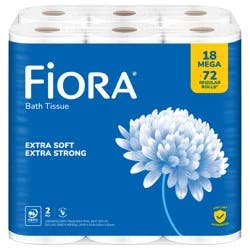 Fiora 2-Ply Extra Soft Extra Strong Unscented Mega Rolls Bath Tissue, 18 ct