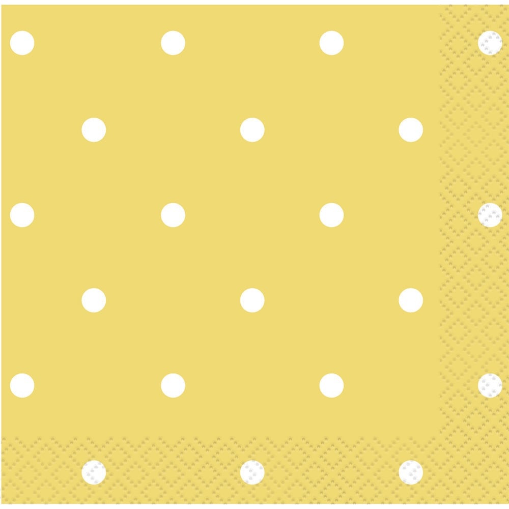 slide 1 of 1, Kroger Entertainment Essentials Polka Dot Beverage Napkins Yellow, 24 ct