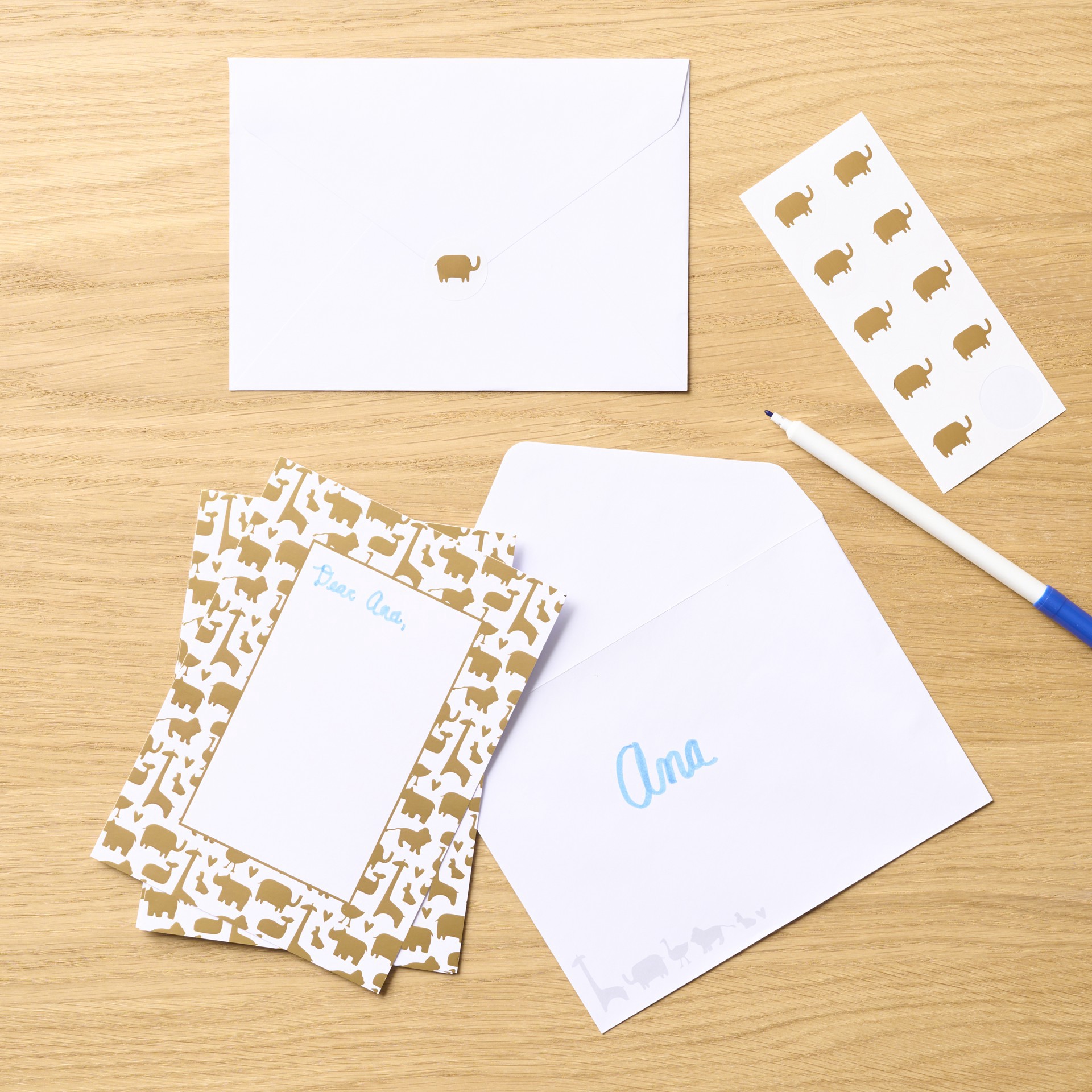 slide 5 of 6, Gold Animals Flat Cards & Envelopes By Recollections, 5" X 7", 5 in x 7 in