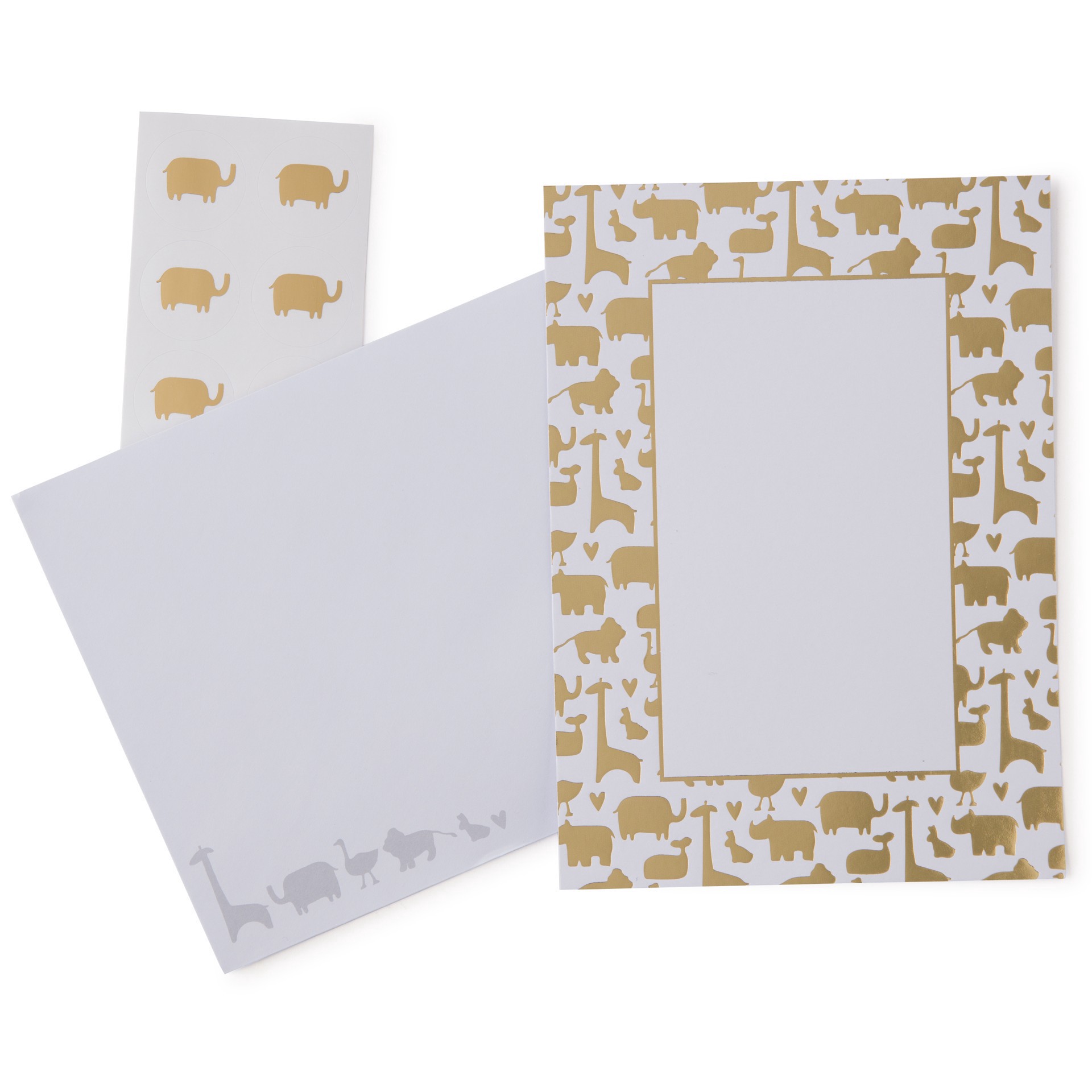 slide 6 of 6, Gold Animals Flat Cards & Envelopes By Recollections, 5" X 7", 5 in x 7 in
