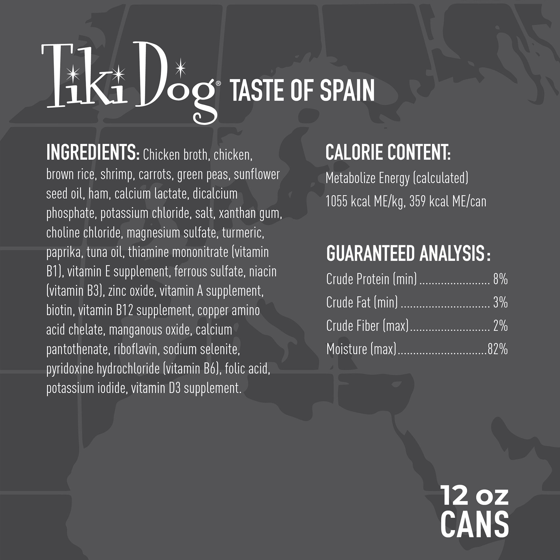 slide 2 of 6, Tiki Dog Taste of the World Wet Dog Food, Spain Chicken & Shrimp Paella, 12 oz. Cans (8 Count), 1 ct