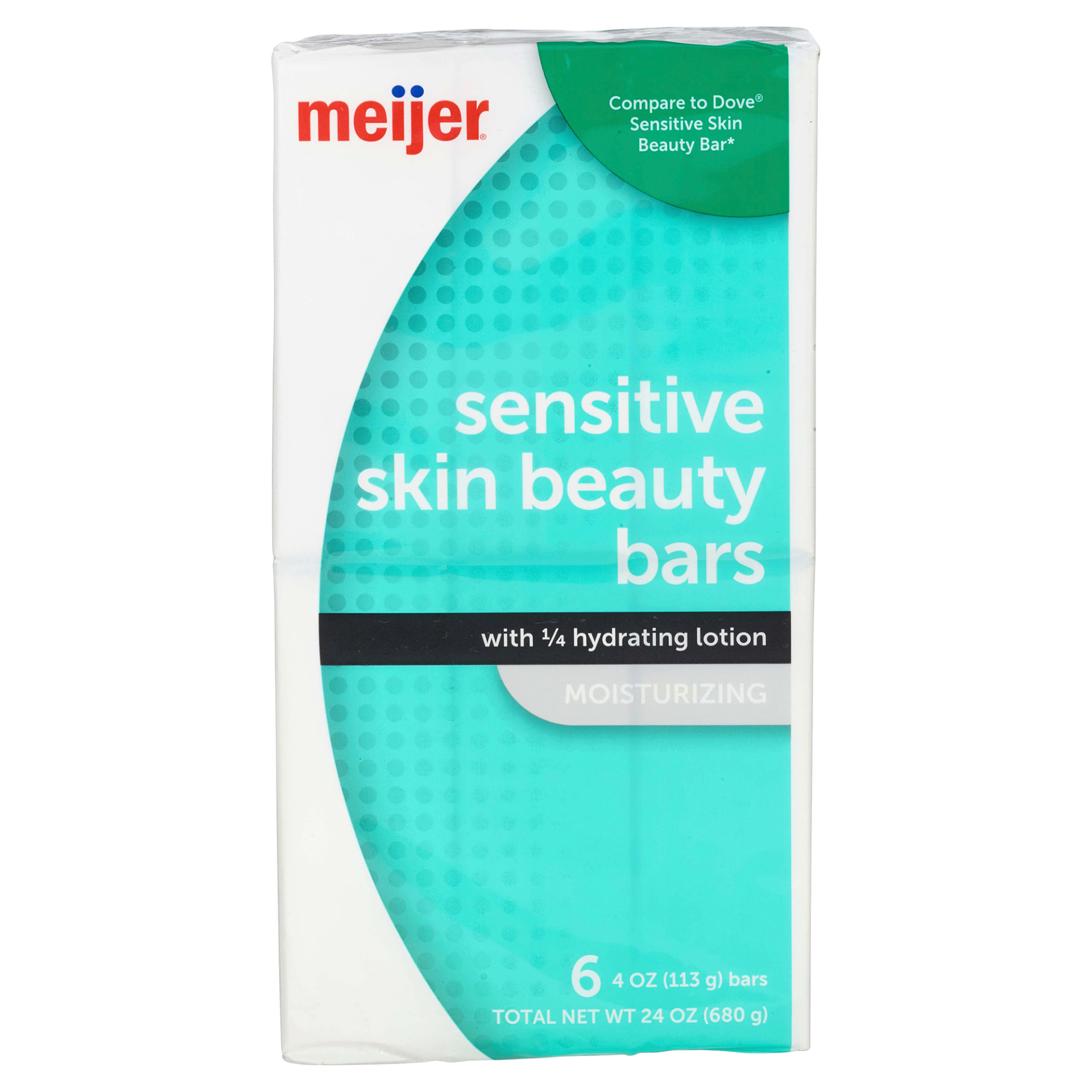 slide 1 of 4, Meijer Unscented Sensitive Skin Beauty Bar Soap, 6 ct