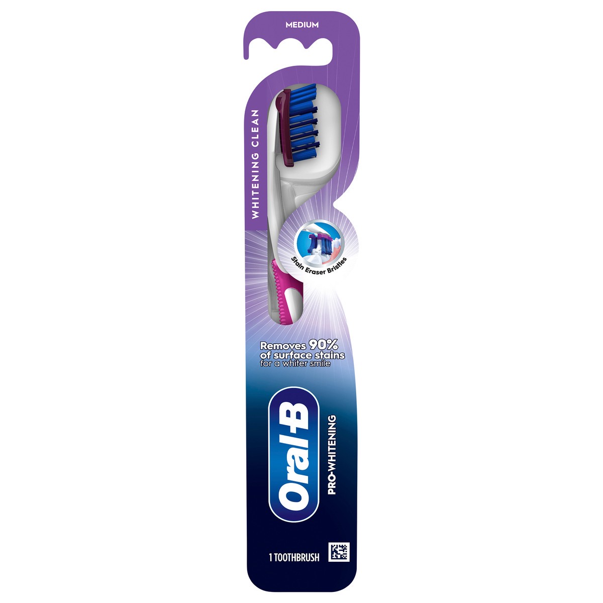 slide 4 of 6, Oral-B Pro Whitening Toothbrush, Medium, 1 Count, 1 ct