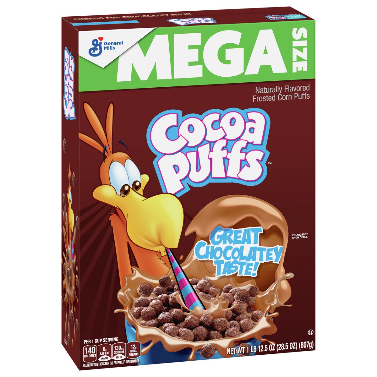 slide 2 of 9, Cocoa Puffs, Chocolate Breakfast Cereal with Whole Grains, Family Size, 28.5 oz, 28.5 oz