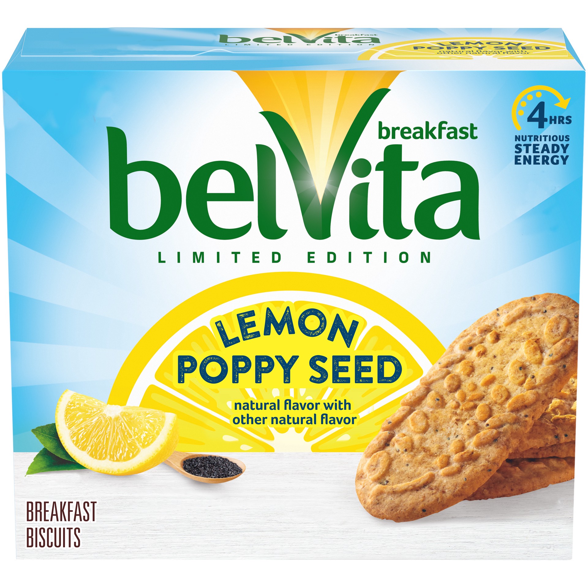 slide 1 of 11, belVita Lemon Poppy Seed Breakfast Biscuits, Limited Edition, 5 Packs (4 Biscuits Per Pack), 8.8 oz