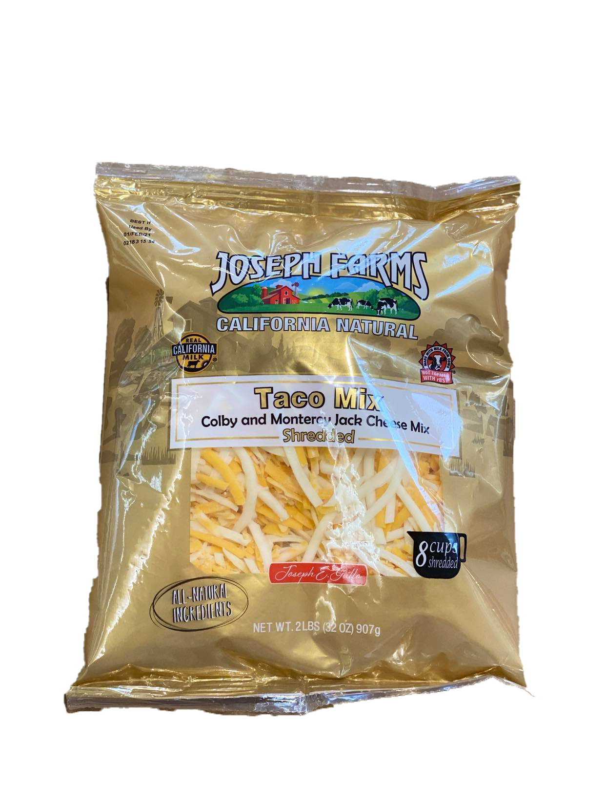 slide 1 of 1, Joseph Farms Taco Shredded Cheese, 2 lb