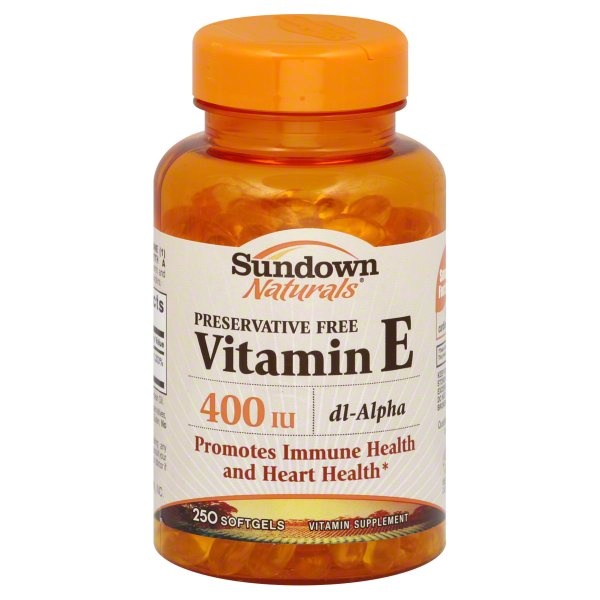 slide 1 of 1, Sundown Naturals Preservative Free Vitamin E Softgels 400 Iu, 250 ct