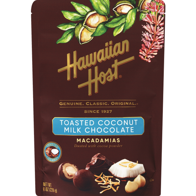 slide 1 of 1, Hawaiian Host Toasted Coconut Milk Chocolate Mac, 8 oz