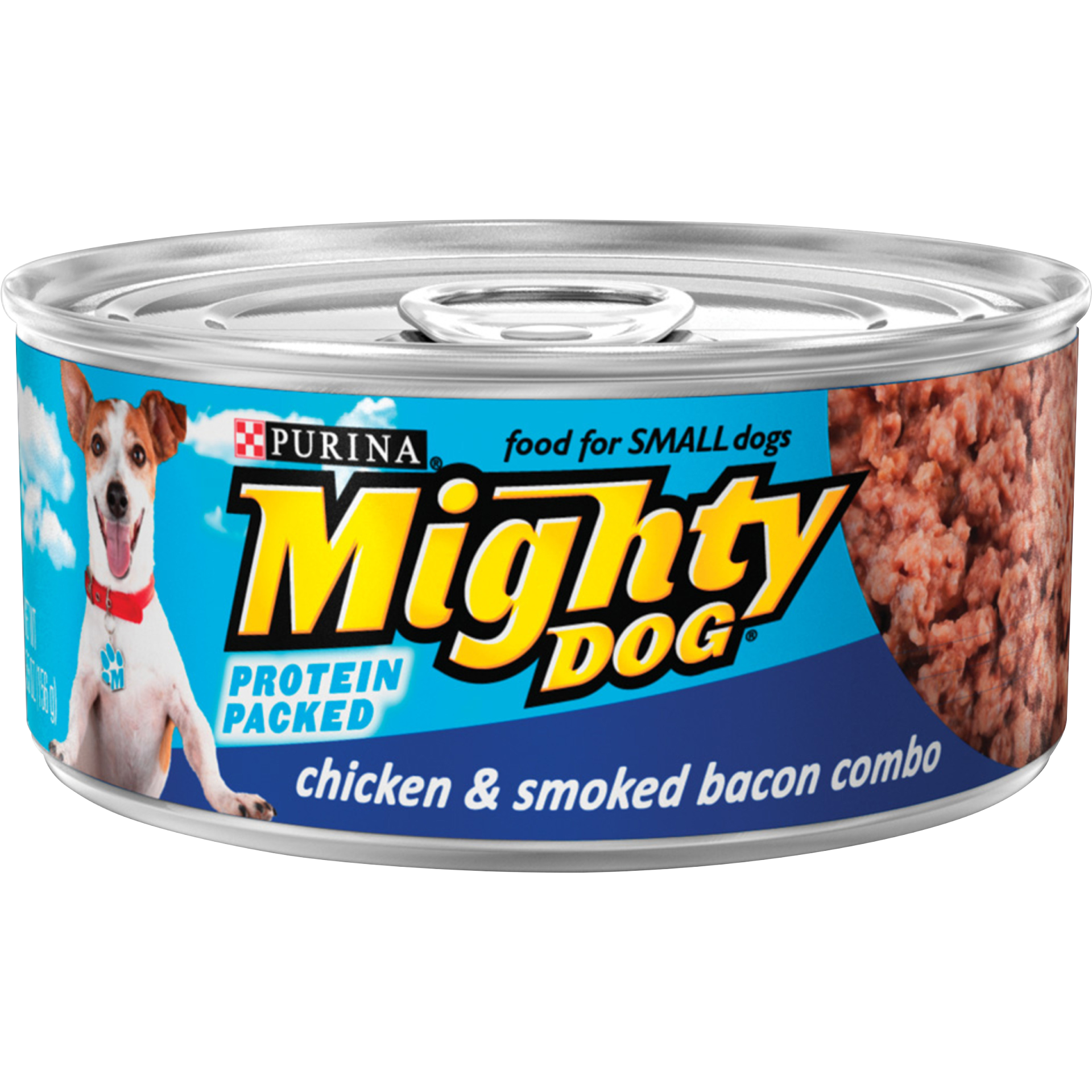 slide 1 of 7, Purina Mighty Dog Chicken and Smoked Bacon Combo Food for Small Dogs, 5.5 oz