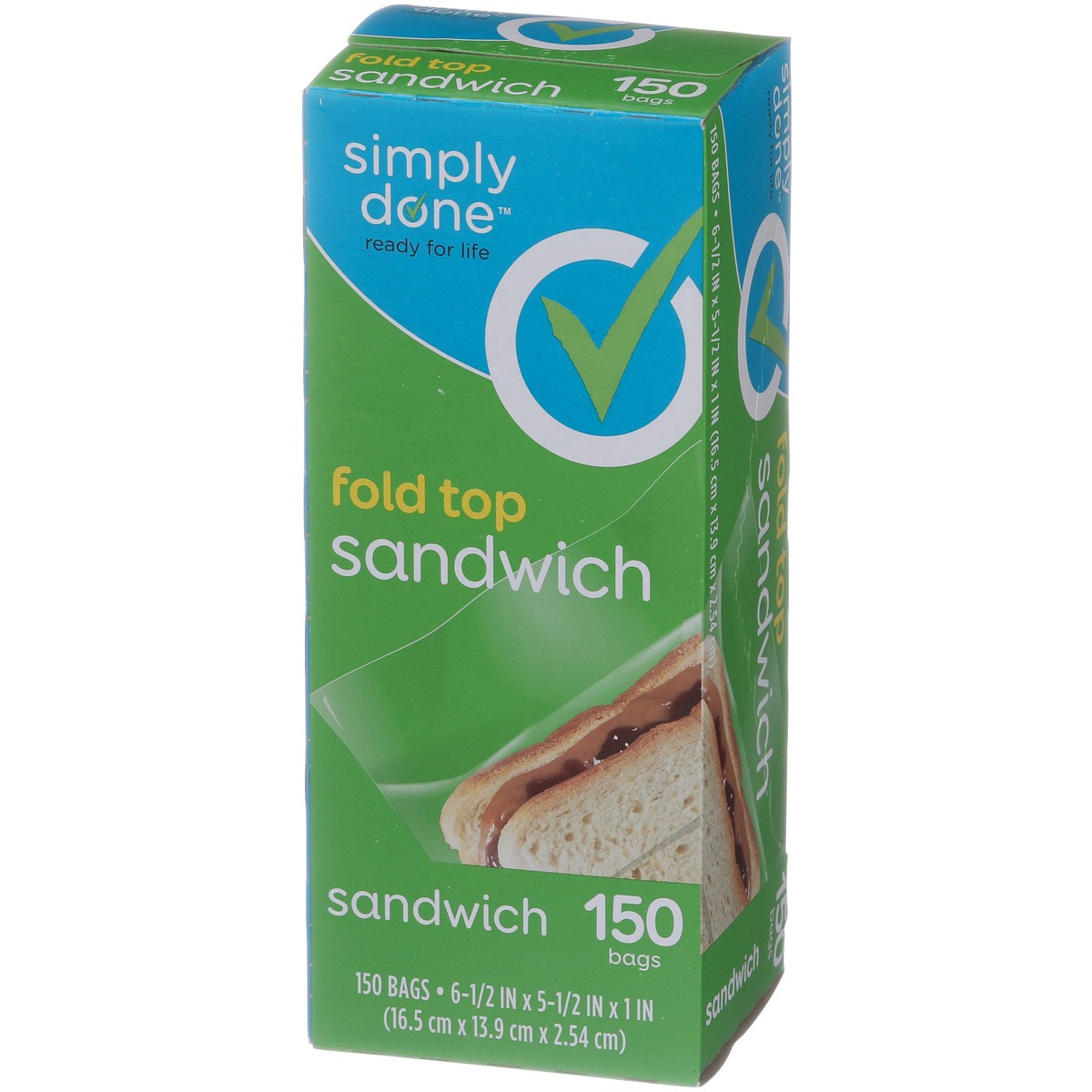 slide 6 of 8, Simply Done Fold Top Sandwich Bags, 150 ct