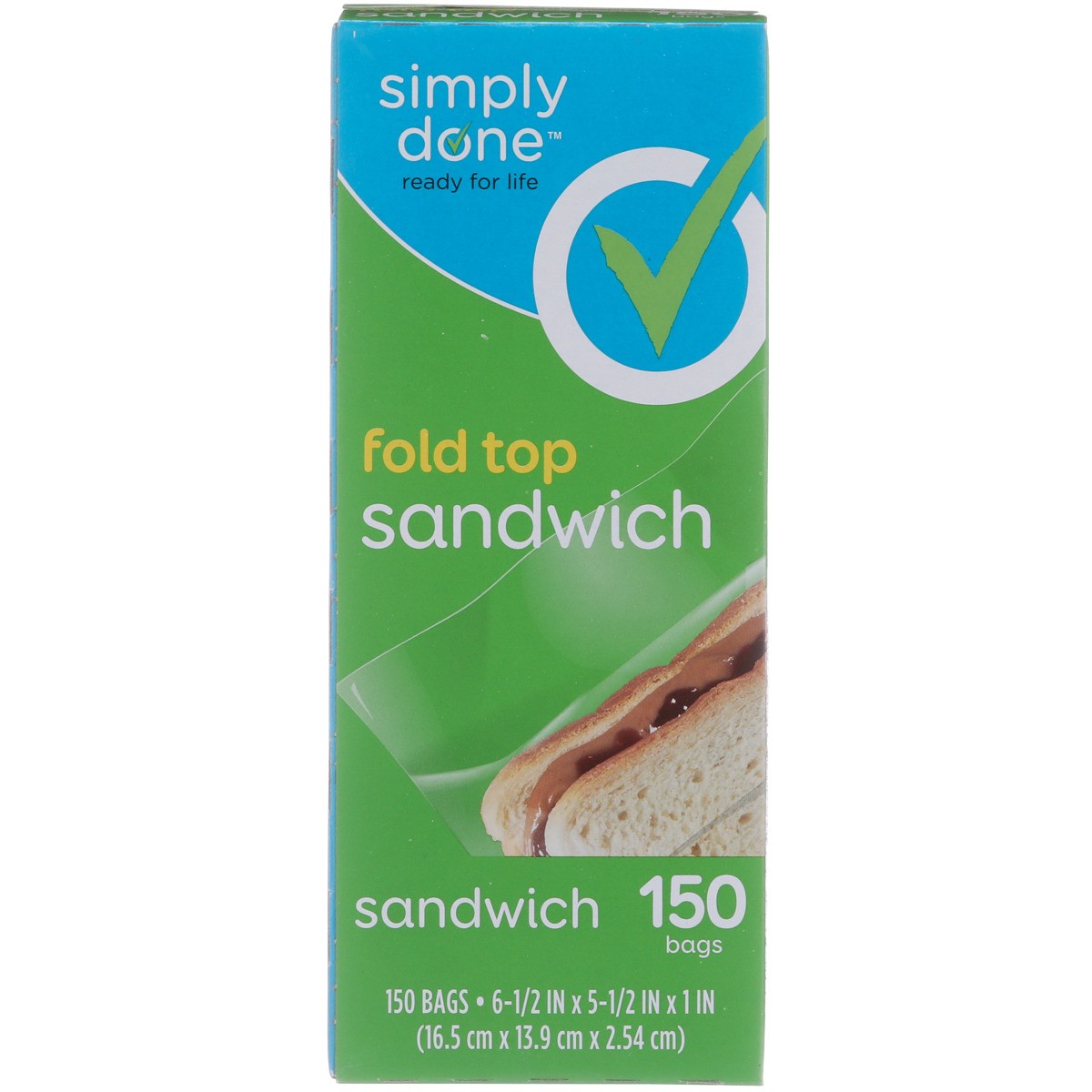 slide 2 of 8, Simply Done Fold Top Sandwich Bags, 150 ct