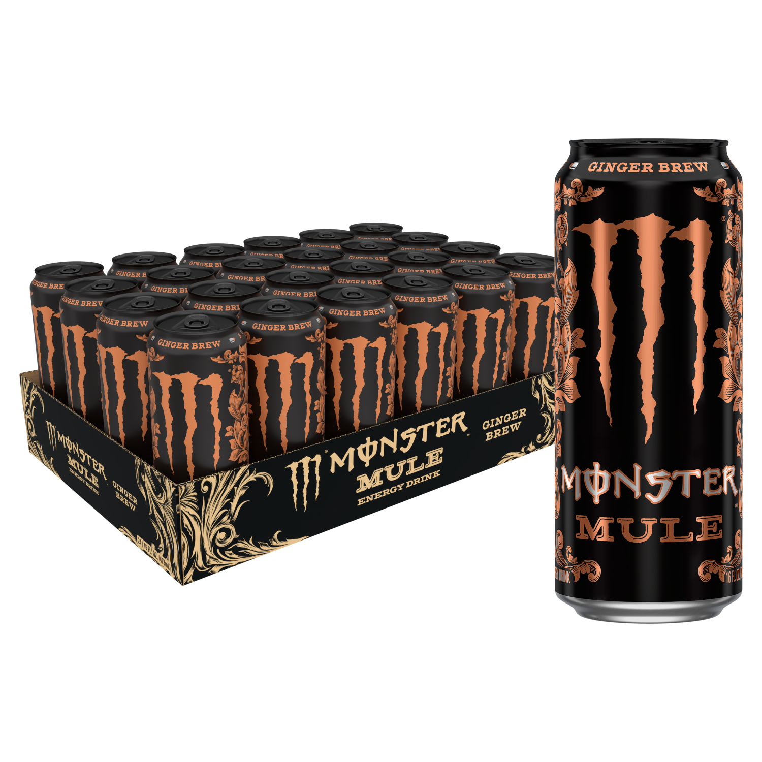 slide 1 of 5, Monster Energy Monster Mule, Mule Ginger Brew (Pack of 24, 16 oz