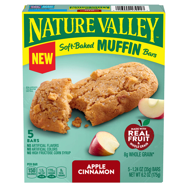 slide 1 of 1, Nature Valley Muffin Bars, Soft-Baked, Apple Cinnamon 5-1.24 Oz, 5 ct; 6.2 oz