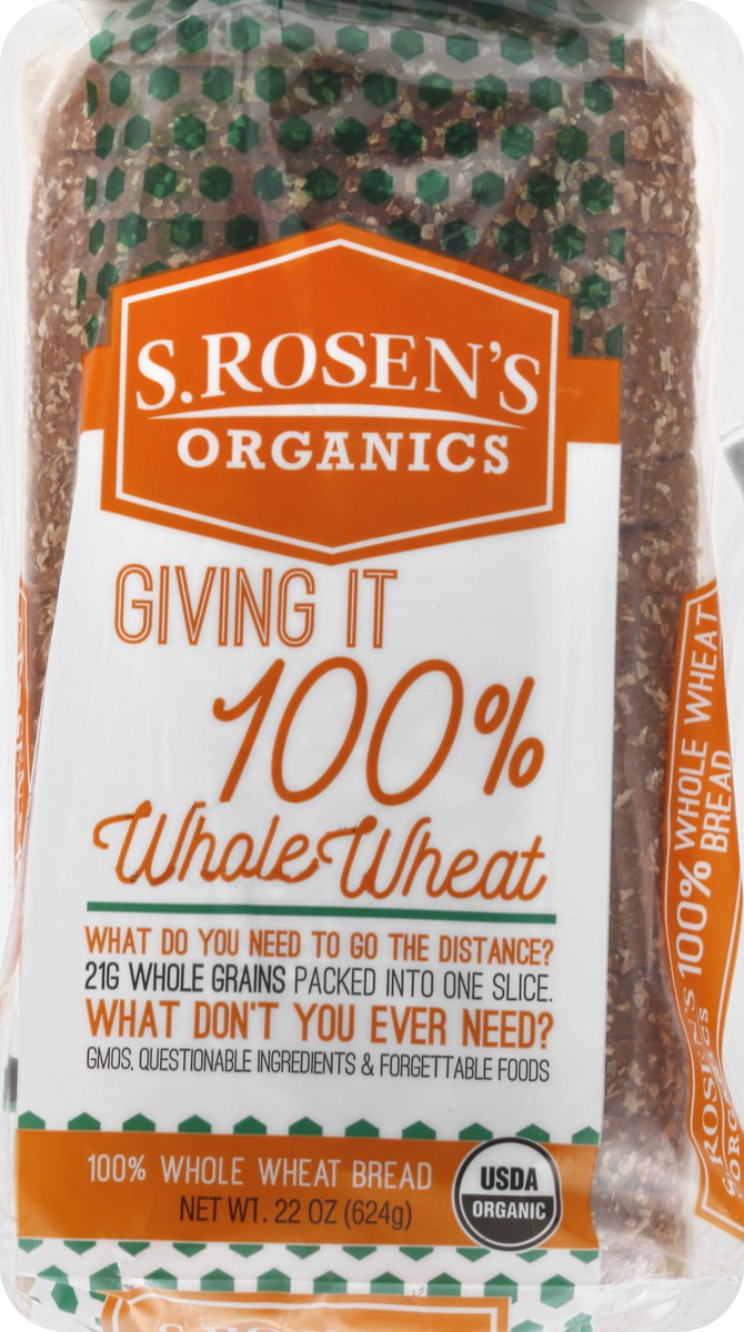 slide 8 of 13, S. Rosen's Organics 100% Whole Wheat Bread 22 oz, 22 oz