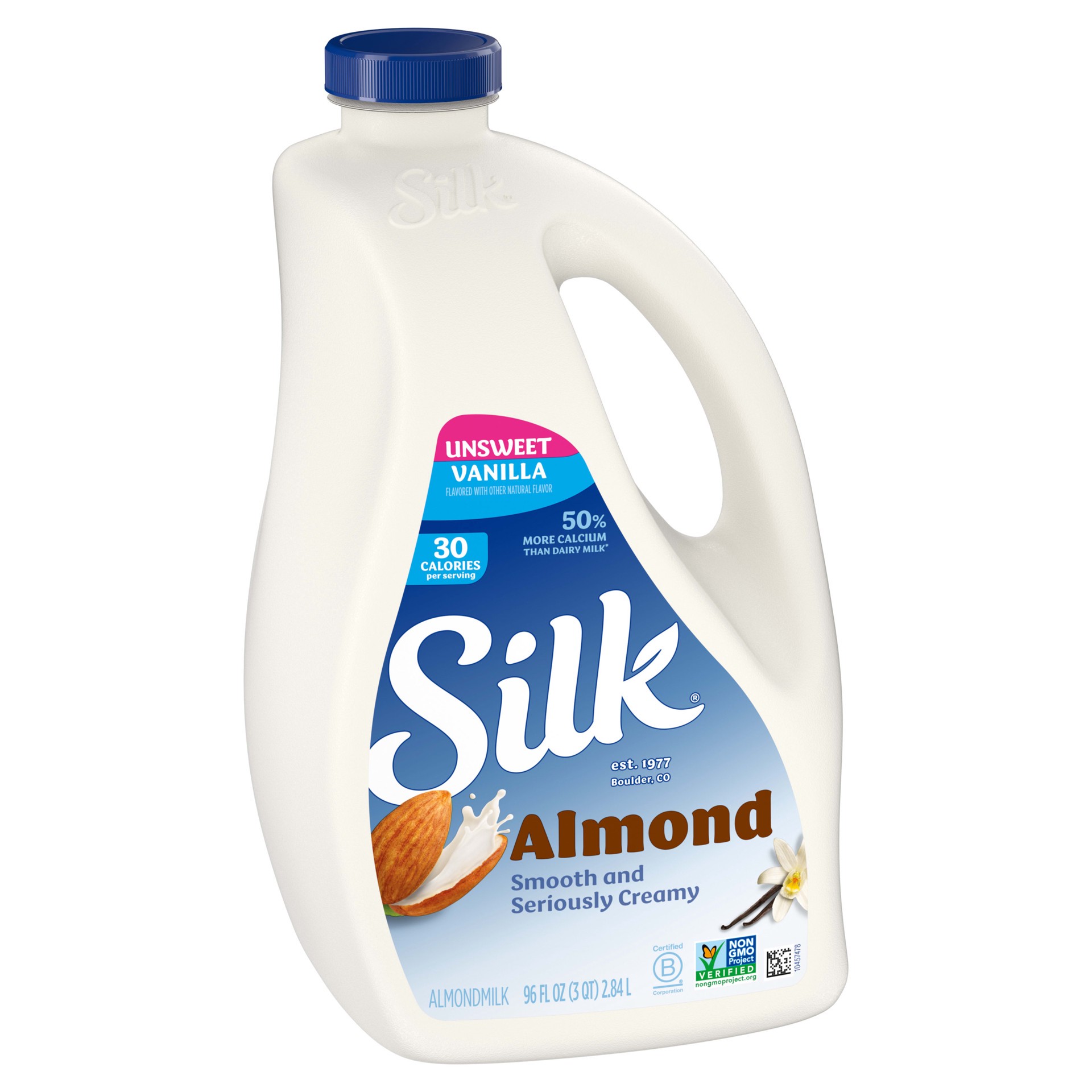 slide 4 of 5, Silk Unsweetened Vanilla Almond Milk - 96 fl oz, 96 fl oz