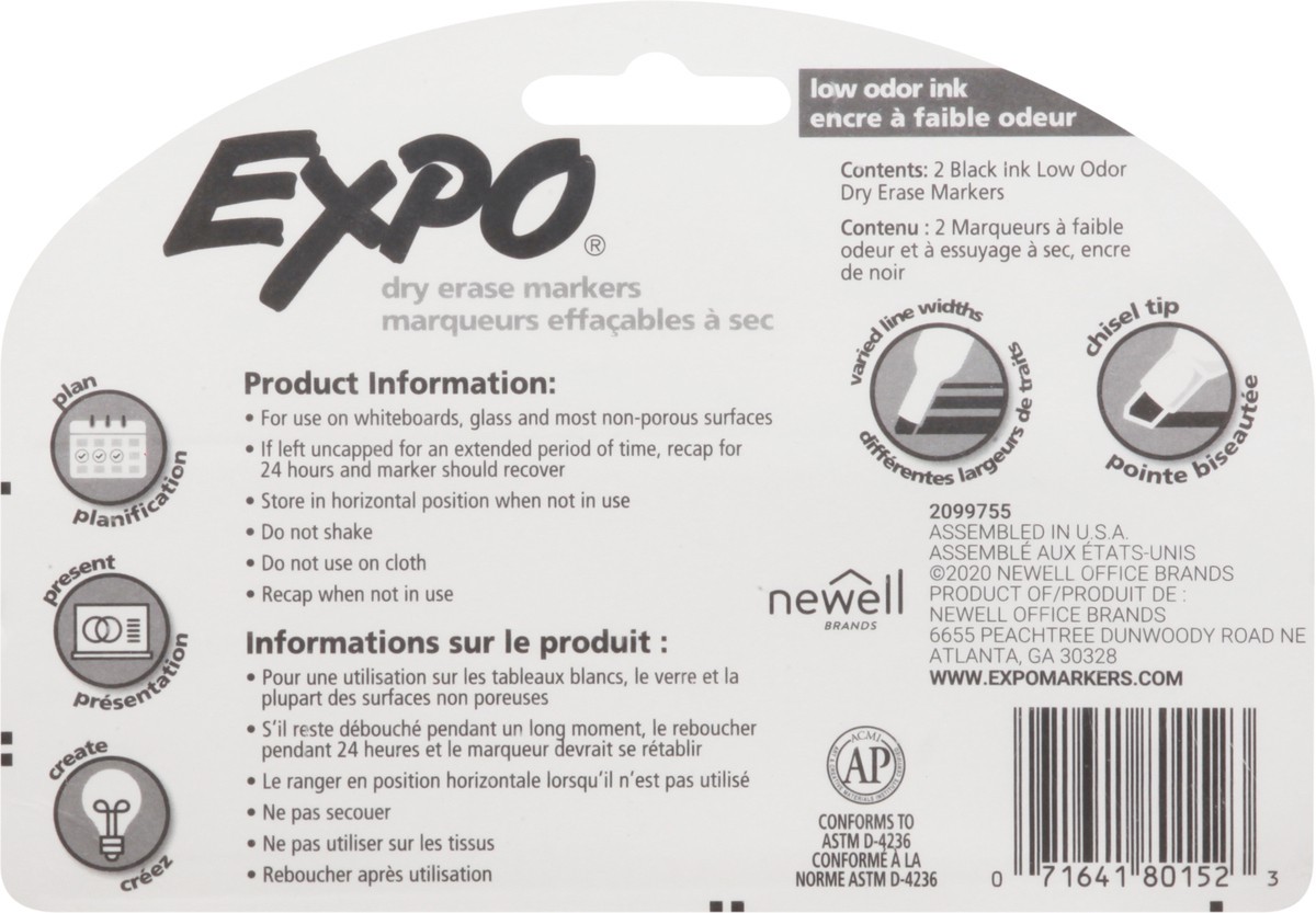 slide 7 of 9, Expo Chisel Tip Bold Color Dry Erase Marker - Black, 2 ct