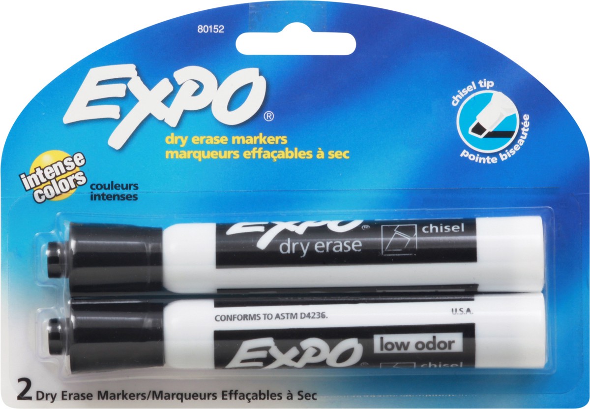 slide 9 of 9, Expo Chisel Tip Bold Color Dry Erase Marker - Black, 2 ct