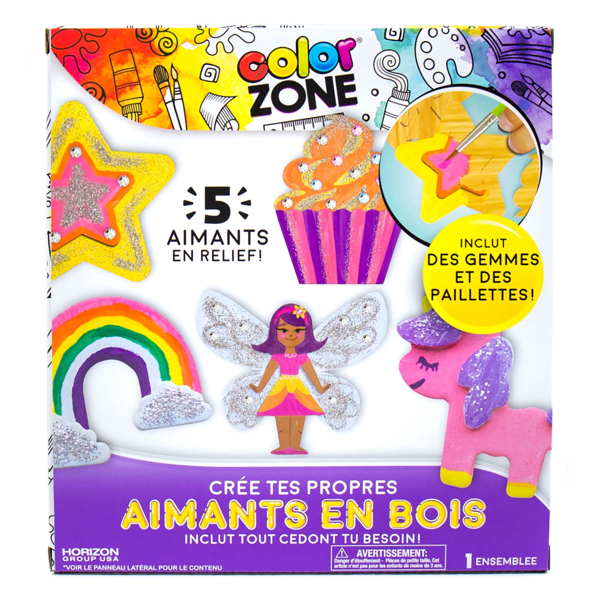 slide 5 of 5, Color Zone Paint Your Own Wooden Magnets, 1 ct