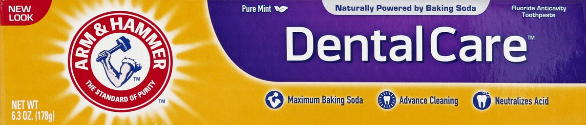 slide 3 of 4, ARM & HAMMER Dental Care Toothpaste- Maximum Level Baking Soda Toothpaste -, One 6.3oz Tube, Winter Mint- Fluoride Toothpaste, 6.3 oz