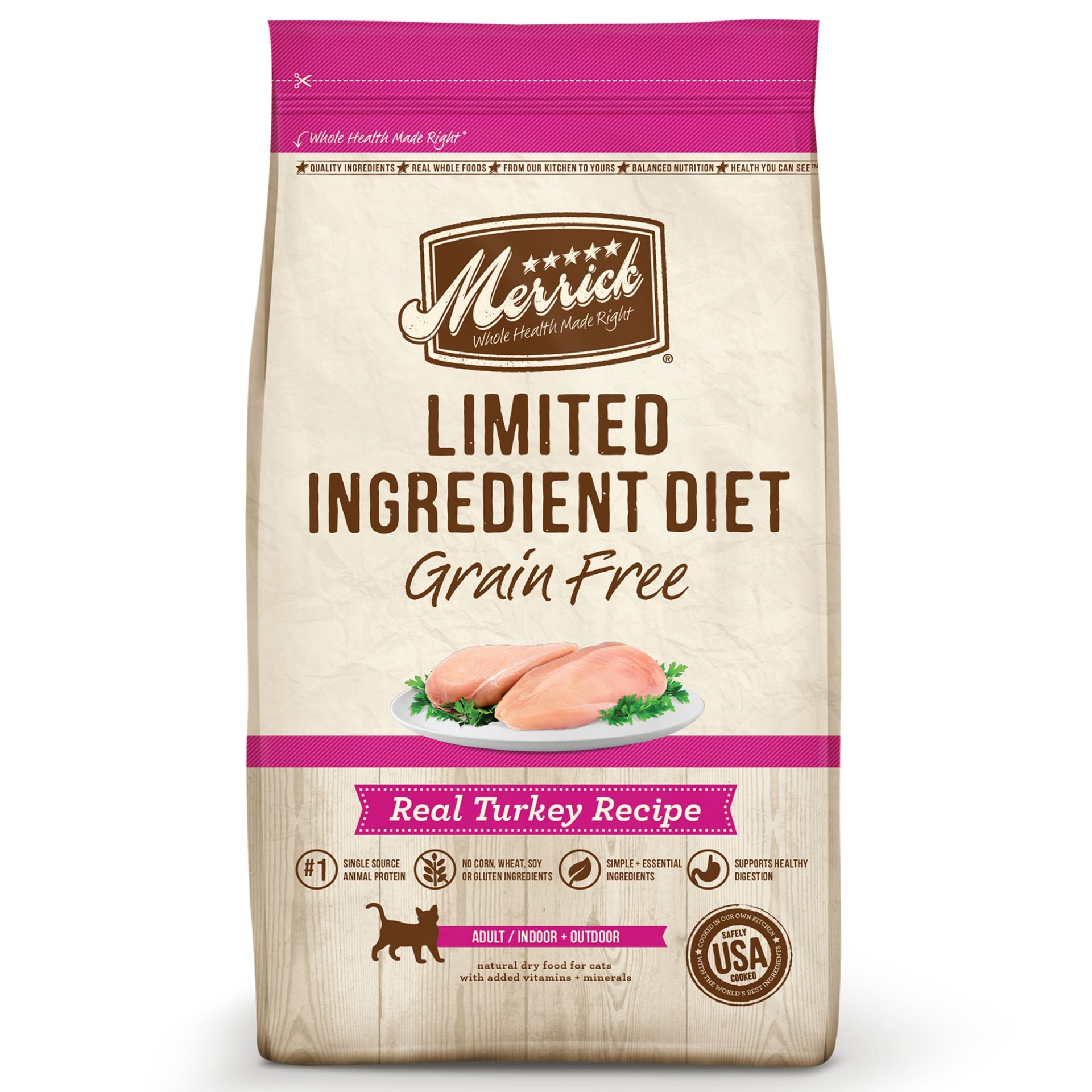 slide 1 of 1, Merrick Limited Ingredient Diet Grain Free Turkey Dry Cat Food, 12 lb