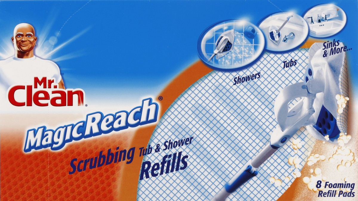 slide 4 of 5, Mr. Clean Magic Reach Scrubbing Tub & Shower Pad Refills, 8 ct