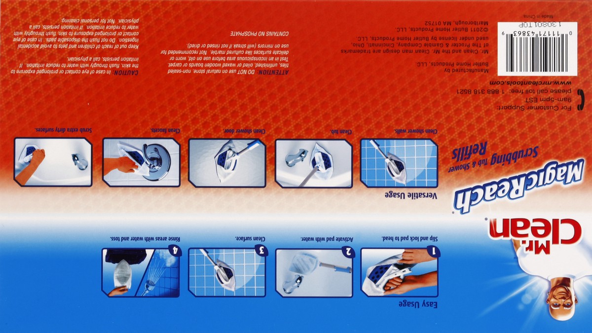 slide 5 of 5, Mr. Clean Magic Reach Scrubbing Tub & Shower Pad Refills, 8 ct