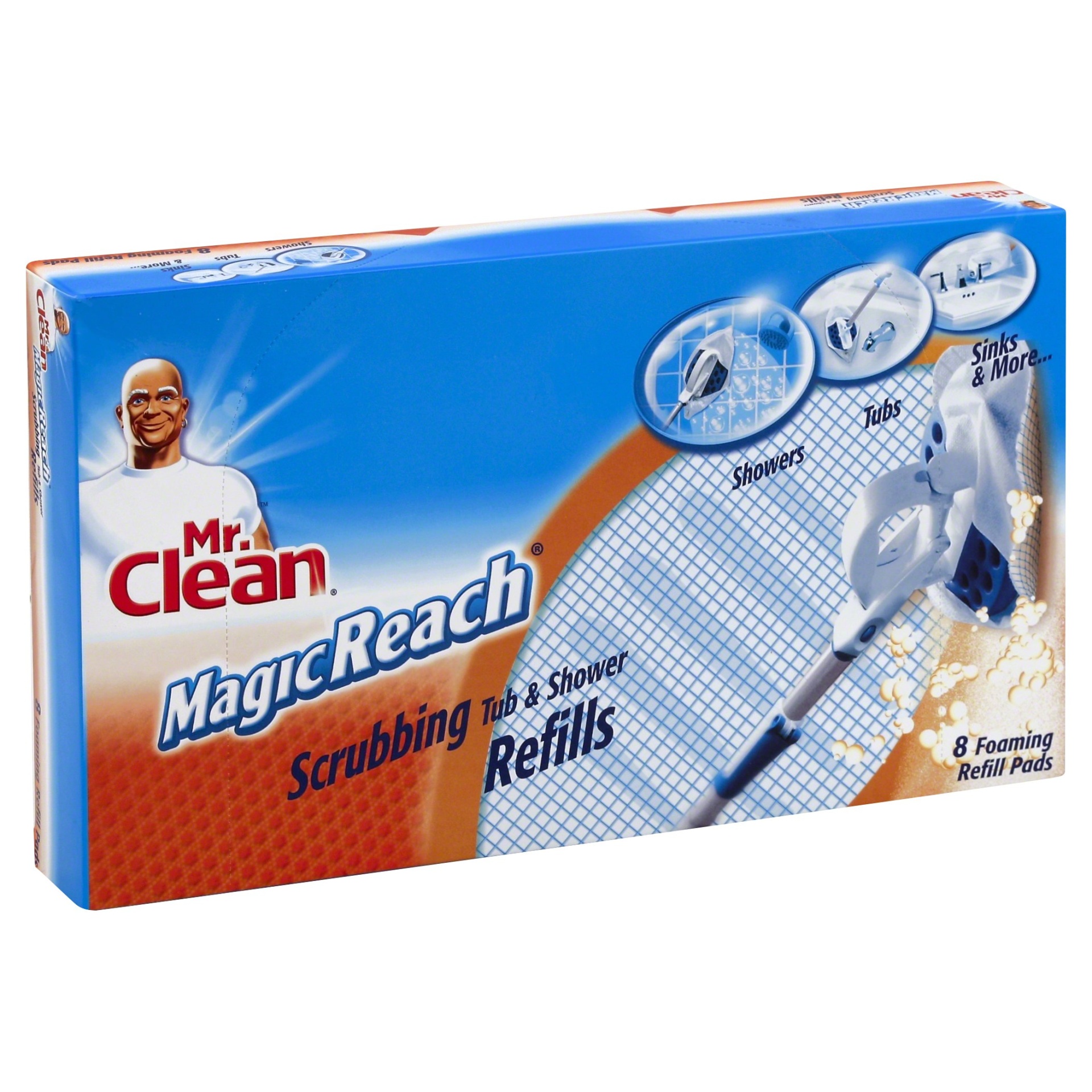 slide 1 of 5, Mr. Clean Magic Reach Scrubbing Tub & Shower Pad Refills, 8 ct