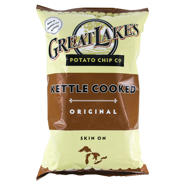 slide 1 of 1, Great Lakes Potato Chip Co. Original Kettle Cooked Chips, Skin On, 10 oz