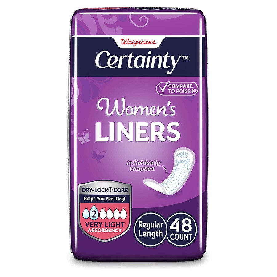 slide 1 of 1, Walgreens Certainty Women's Regular Length Liners, 48 ct