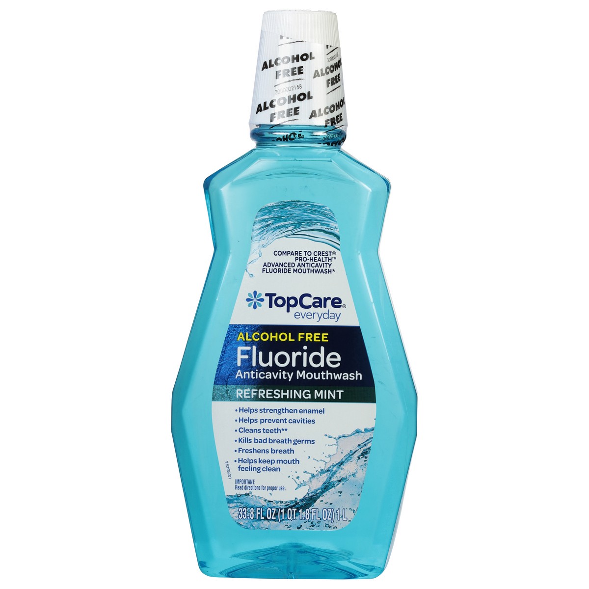 slide 4 of 4, TopCare Everyday Alcohol Free Fluoride Anticavity Refreshing Mint Mouthwash 33.8 fl oz, 33.8 fl oz