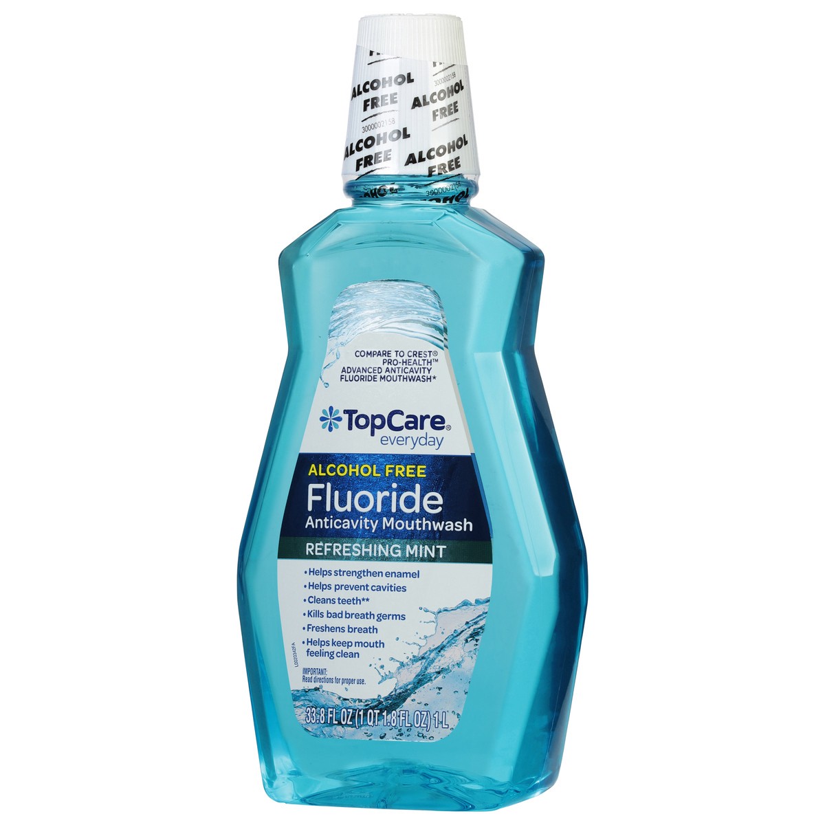 slide 2 of 4, TopCare Everyday Alcohol Free Fluoride Anticavity Refreshing Mint Mouthwash 33.8 fl oz, 33.8 fl oz