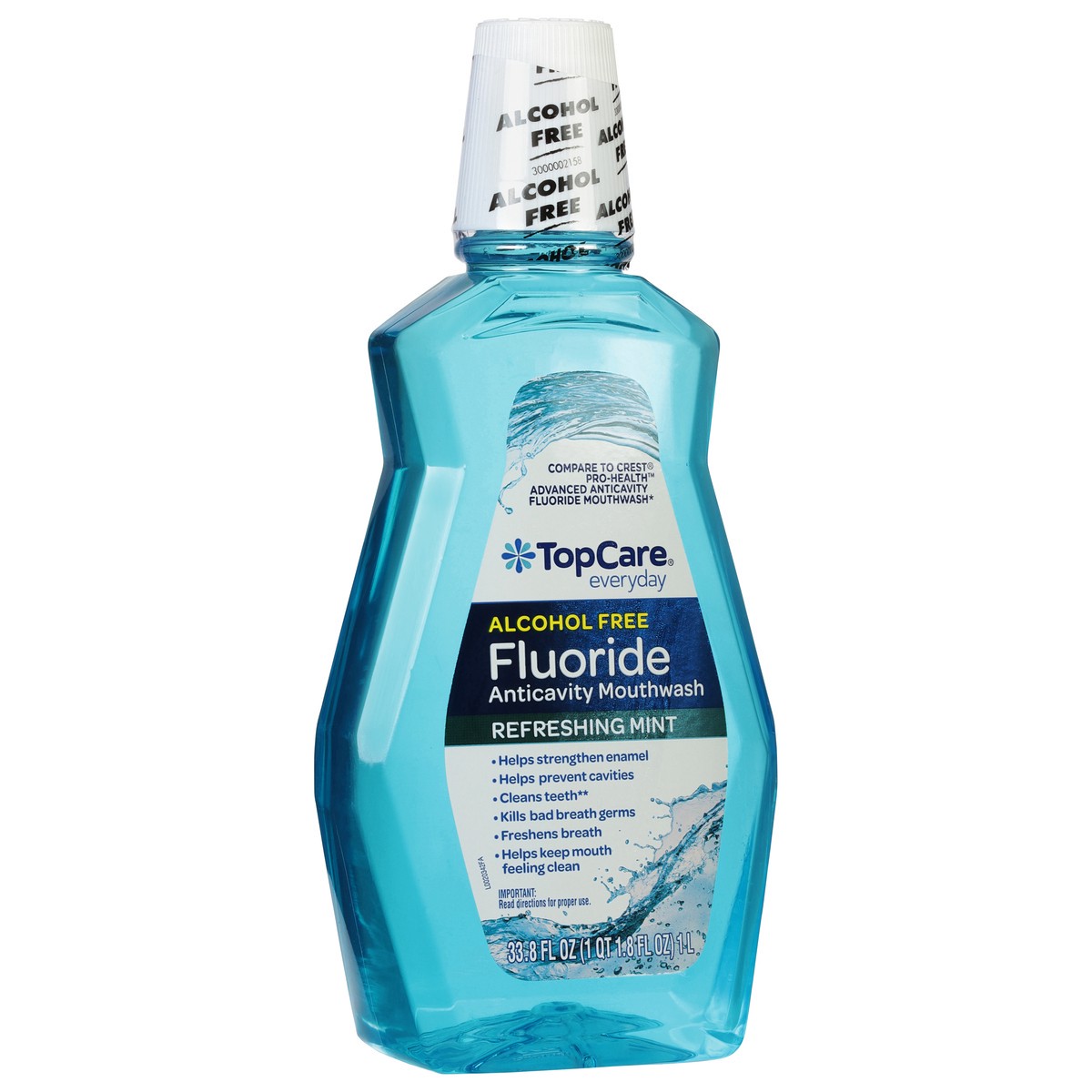 slide 3 of 4, TopCare Everyday Alcohol Free Fluoride Anticavity Refreshing Mint Mouthwash 33.8 fl oz, 33.8 fl oz