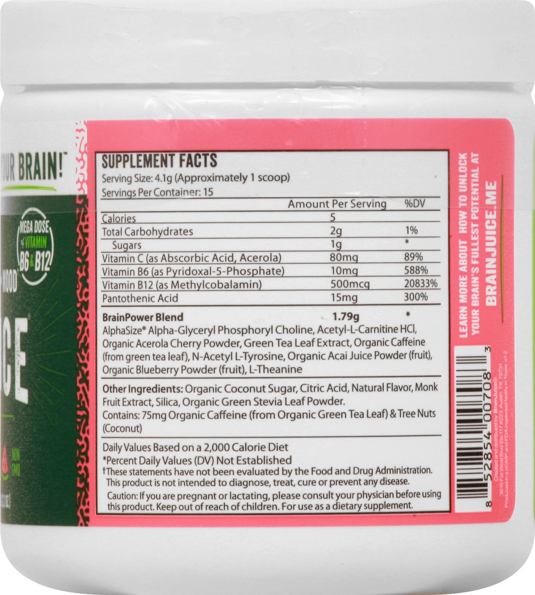 slide 4 of 12, BrainJuice Watermelon Daily Drink Mix 61.5 g, 2.2 oz
