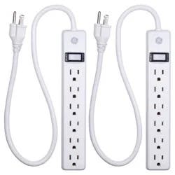 General Electric 2' Extension Cord with 6 Outlet Power Strip White