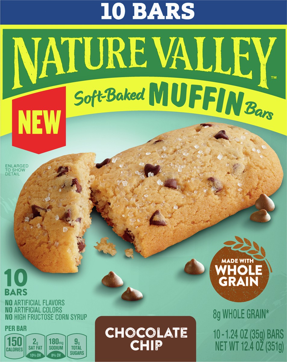 slide 6 of 9, Nature Valley Soft-Baked Muffin Bars, Chocolate Chip, Snack Bars, 10 Bars- 10 ct, 10 ct