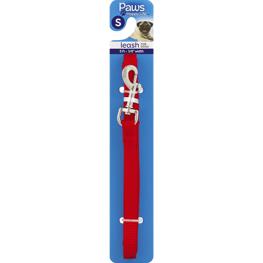 slide 1 of 1, Paws Happy Life Leash For Small Dogs, Red Nylon, 3/8 in x 5 ft