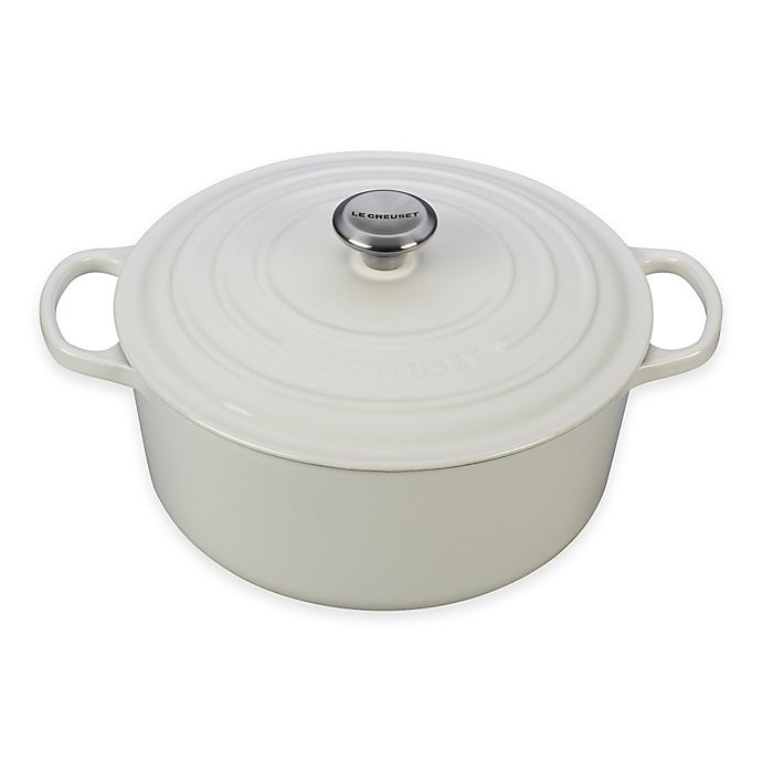 slide 1 of 1, Le Creuset Signature Round Dutch Oven - White, 7.25 qt