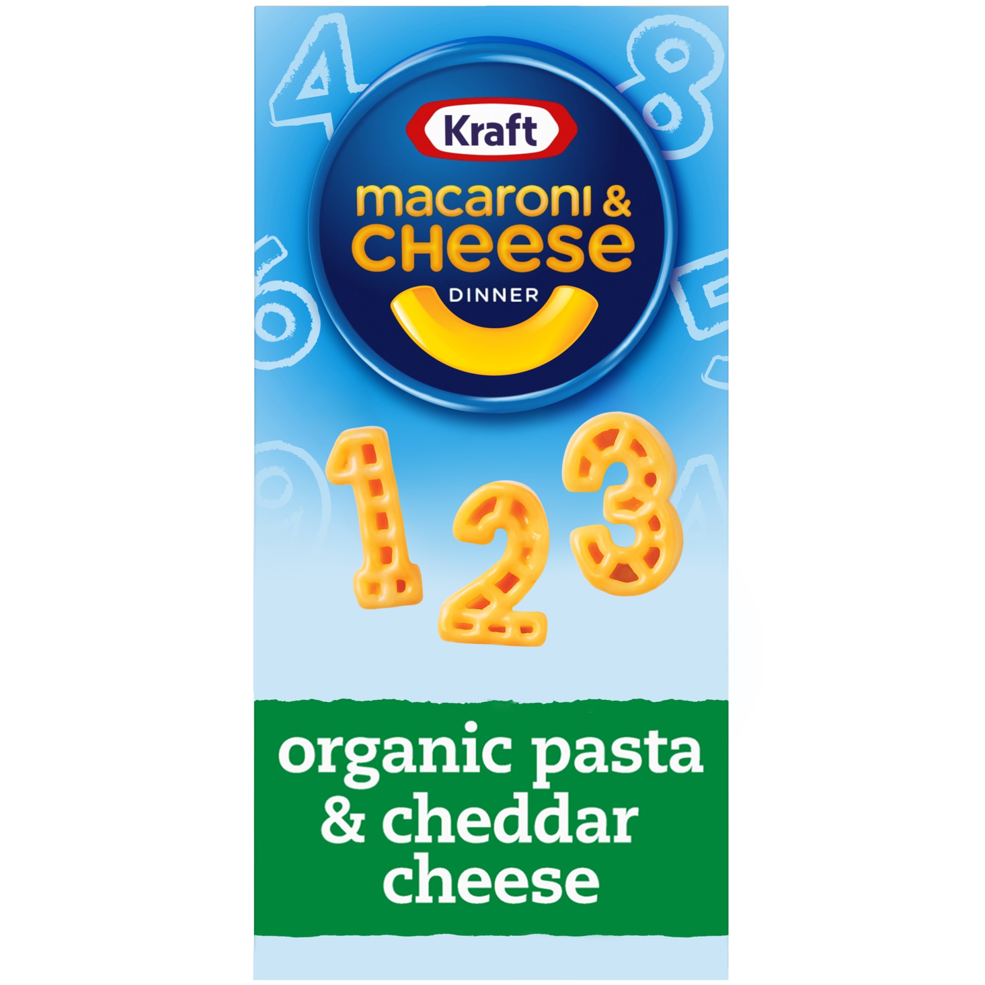 slide 1 of 1, Kraft Macaroni & Cheese Dinner with Organic Pasta Number Shapes & Cheddar Cheese, 5.5 oz