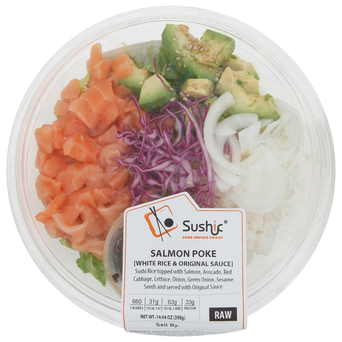 slide 3 of 6, Sushic Raw White Rice & Original Sauce Salmon Poke 14.04 oz, 14.04 oz