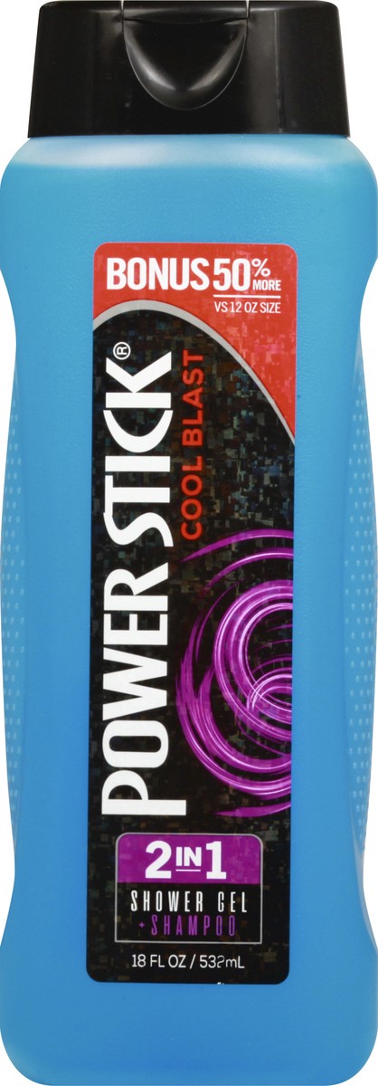 slide 5 of 12, Power Stick Cool Blast Shower Gel + Shampoo 18 oz, 18 oz