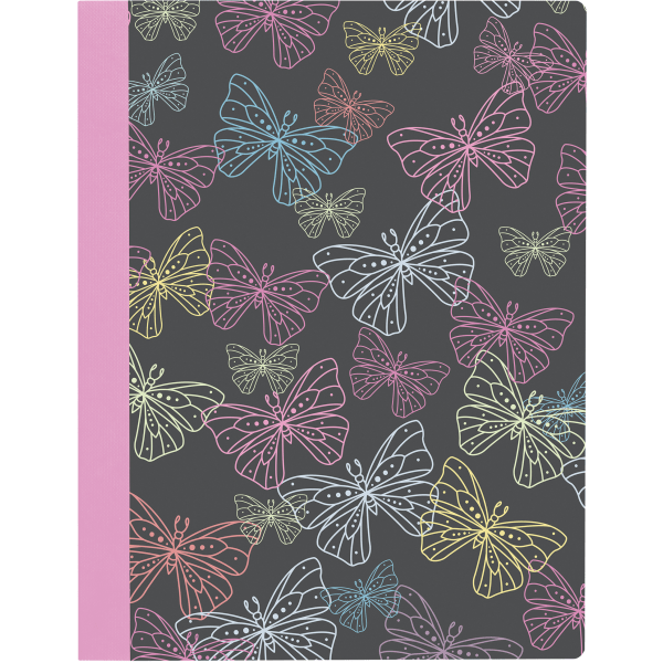 slide 1 of 1, Office Depot Brand Fashion Composition Notebook, 7-1/2'' X 9-3/4'', Wide Ruled, 160 Pages (80 Sheets), Butterflies, 80 ct