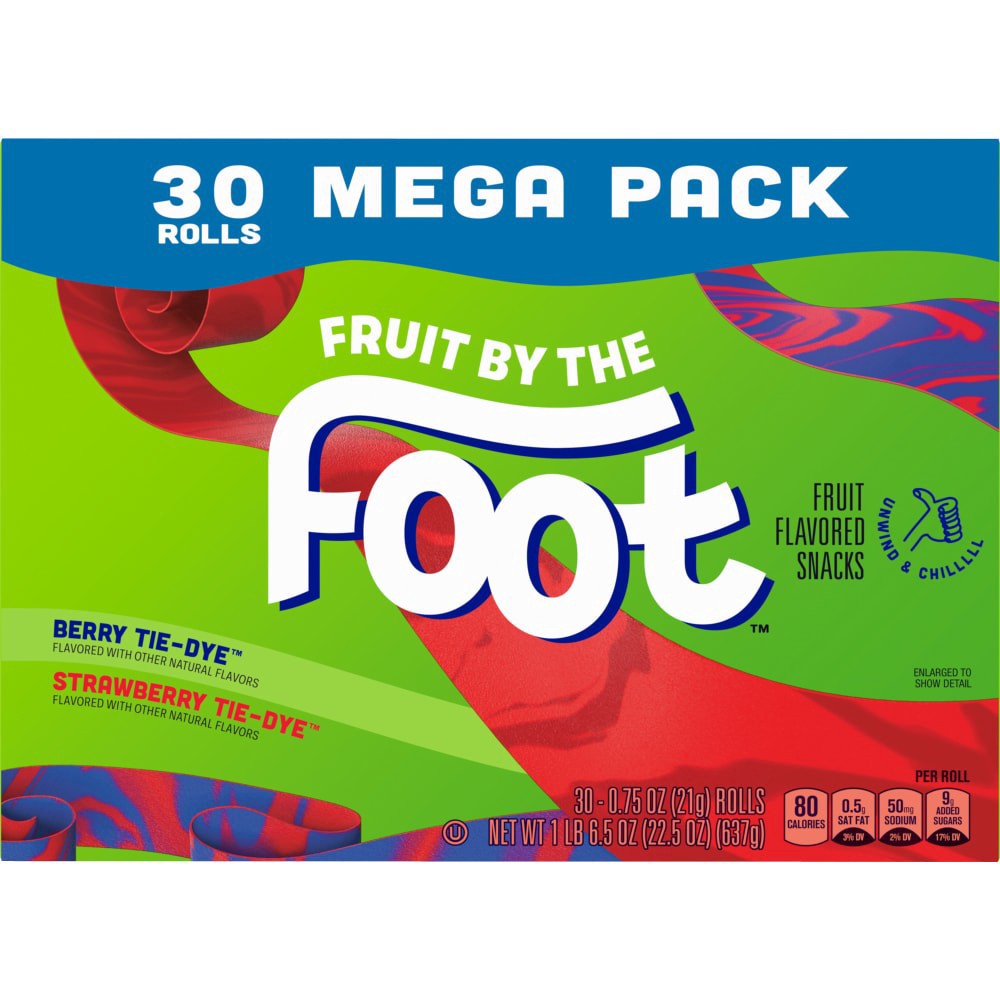 slide 3 of 6, Fruit By the Foot Berry Tie-Dye and Strawberry Tie-Dye Fruit Flavored Snacks 30 Count, 22.5 OZ, 30 ct