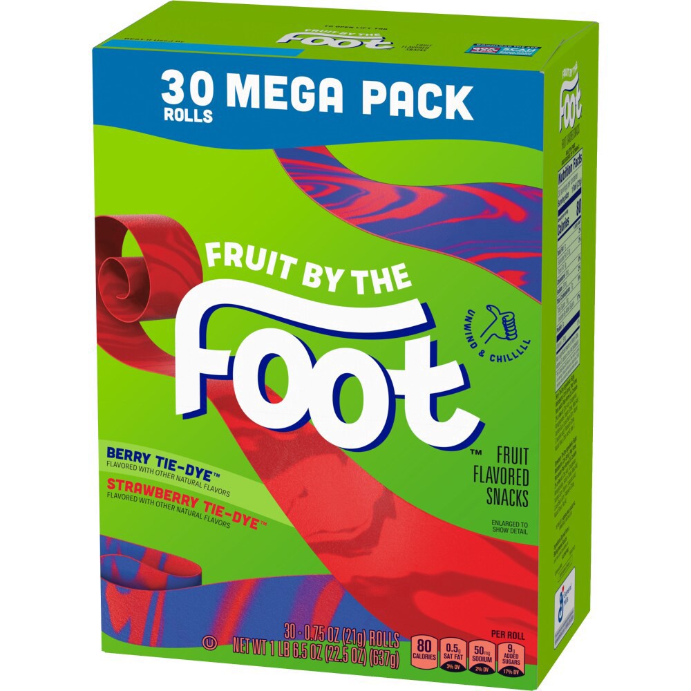 slide 2 of 6, Fruit By the Foot Berry Tie-Dye and Strawberry Tie-Dye Fruit Flavored Snacks 30 Count, 22.5 OZ, 30 ct