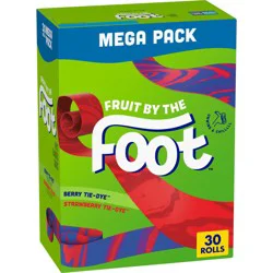 Fruit By the Foot Berry Tie-Dye and Strawberry Tie-Dye Fruit Flavored Snacks 30 Count, 22.5 OZ